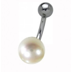 Piercing nombril perle de culture 8 mm bouton blanche bijoux pour le nombril perle naturel