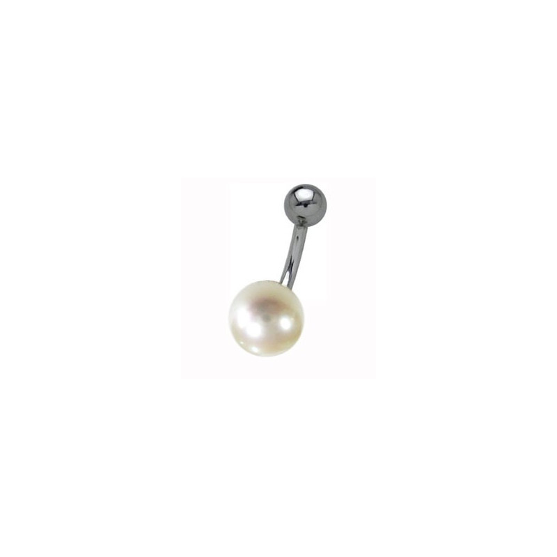 Piercing nombril perle de culture 8 mm bouton blanche bijoux pour le nombril perle naturel