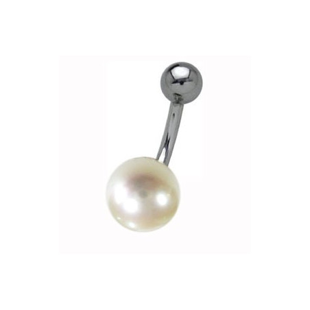 Piercing nombril perle de culture 8 mm bouton blanche bijoux pour le nombril perle naturel