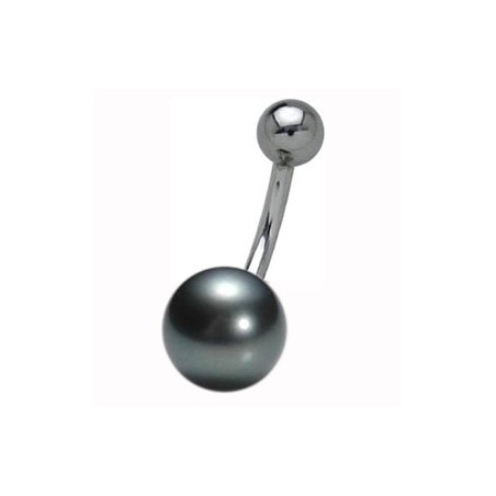 Piercing nombril perle de culture 9 mm bouton noir bijoux pour le nombril perle naturel
