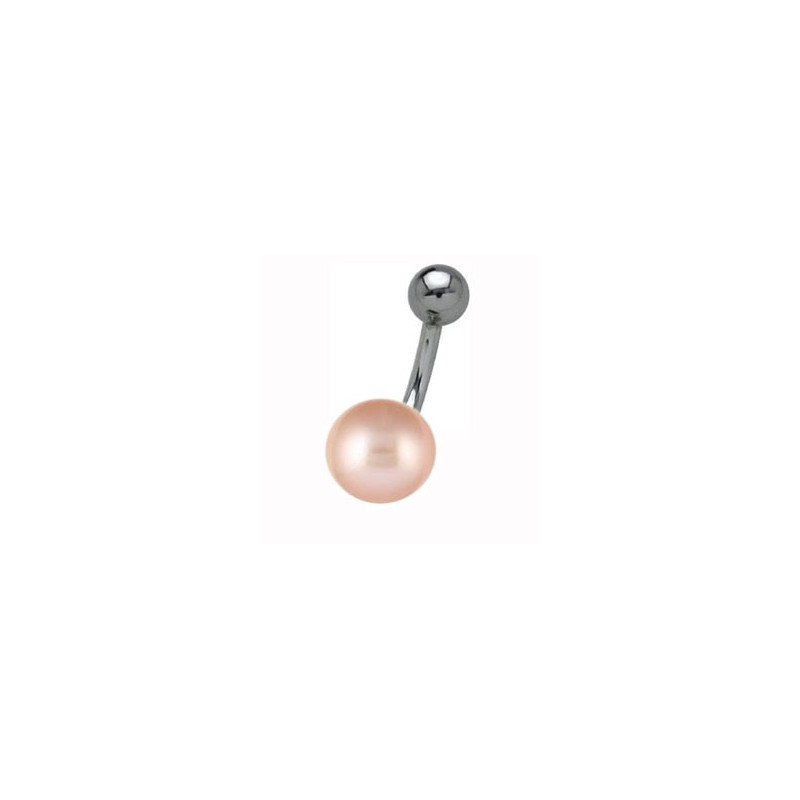 Piercing nombril perle de culture 8 mm bouton rose type AAA bijoux pour le nombril perle naturel