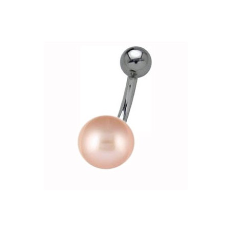 Piercing nombril perle de culture 8 mm bouton rose type AAA bijoux pour le nombril perle naturel