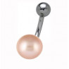 Piercing nombril perle de culture 8 mm bouton rose type AAA bijoux pour le nombril perle naturel