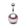 Piercing nombril perle de culture ronde couleur lavande de 12 mm type AA+