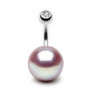 Piercing nombril perle de culture ronde couleur lavande de 12 mm type AA+