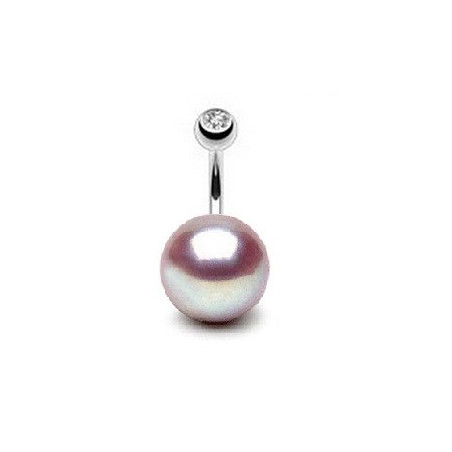 Piercing nombril perle naturelle lavande 11mm barre titane de qualité
