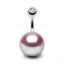 Piercing nombril perle naturelle lavande 11mm barre titane de qualité