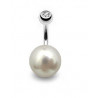 Piercing nombril pour femme motif Perle de culture blanche AA 10mm
