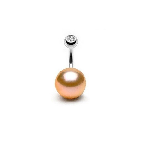 Piercing nombril pour femme motif Perle de culture rose AA 10mm