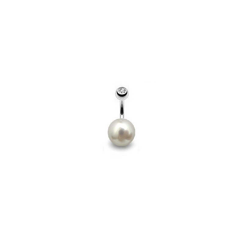 Piercing nombril pour femme perle de culture blanche AAA ronde