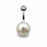 Piercing nombril pour femme perle de culture blanche AAA ronde