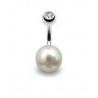 Piercing nombril perle naturelle de cultur blanche AAA entièrement ronde