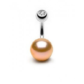 Piercing nombril perle naturelle de culture rose AAA entièrement ronde