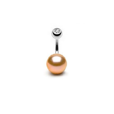 Piercing nombril perle naturelle de culture rose AAA entièrement ronde