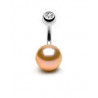 Piercing nombril perle naturelle de culture rose AAA entièrement ronde