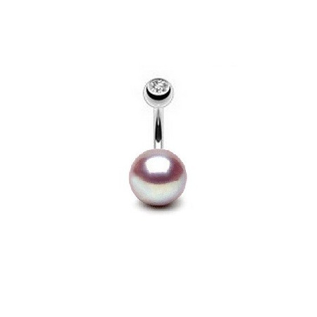 Piercing nombril perle naturelle de culture lavande AAA entièrement ronde