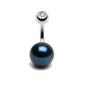 Piercing nombril perle noir ronde AA+ de 8mm bijouterie piercing de luxe