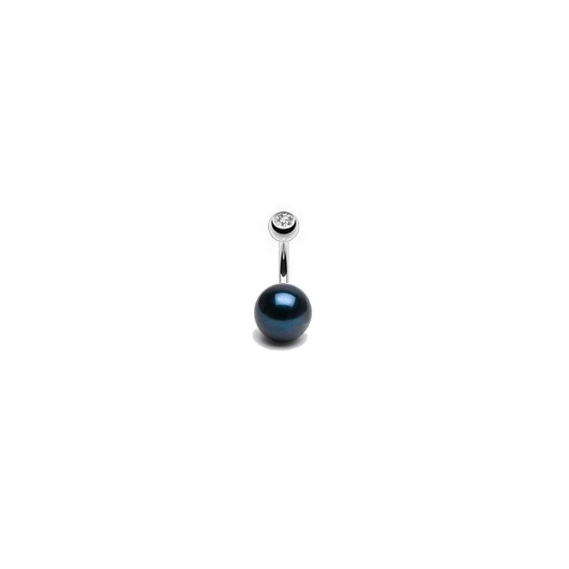 Piercing nombril perle noir ronde AA+ de 8mm bijouterie piercing de luxe Piercing nombril perle noir ronde AA+ de 8mm bijouterie piercing de luxe