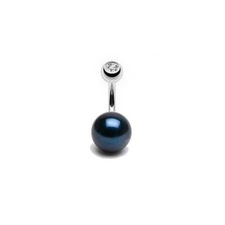 Piercing nombril perle noir ronde AA+ de 8mm bijouterie piercing de luxe