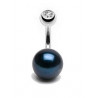 Piercing nombril perle noir ronde AA+ de 8mm bijouterie piercing de luxe
