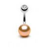 Piercing nombril perle du culture naturelle entièrement ronde couleur rose 7mm
