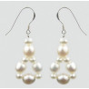 boucles d'oreille argent pendentif multi perle blanche pour femme