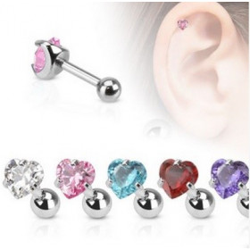 Piercing oreille tragus piercing hélix et cartilage cristal motif coeur