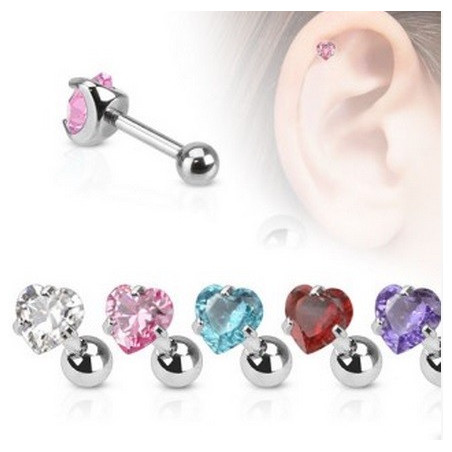 Piercing oreille tragus piercing hélix et cartilage cristal motif coeur