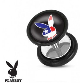 Faux piercing plug ecarteur en acier chirurgical marque playboy logo drapeau USA