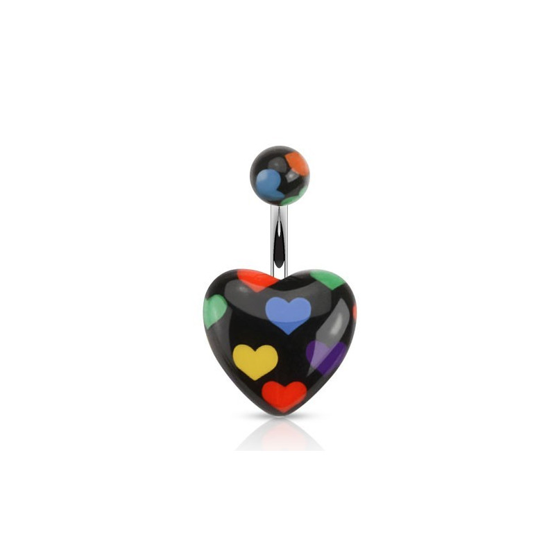 Piercing banana nombril acrylique coeur noir logo coeur