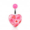 Piercing nombril motif coeur rose fluo imprimé