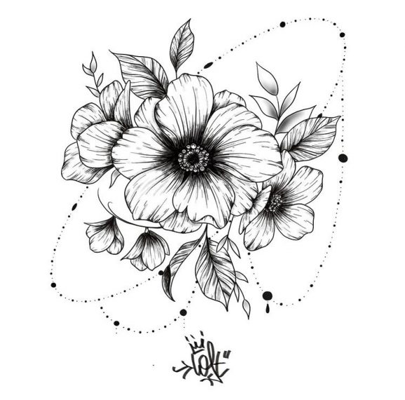 Tattoo Flash Tarawa Lost-Créa Vias dessin de tatouage fleur ornemental