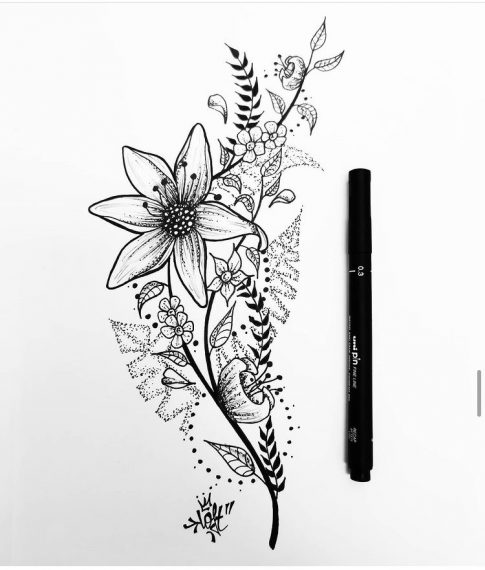 tattoo flash floral Tarawa vias lost-créa