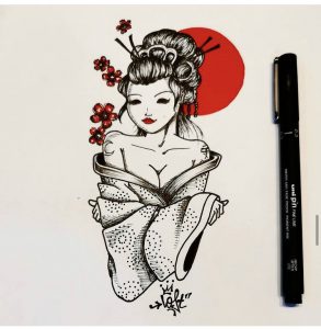 tattoo flash geisha tarawa vias lost-créa