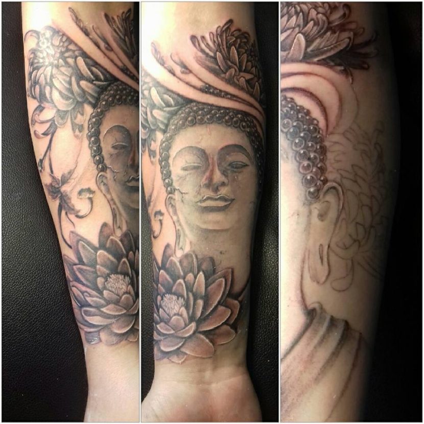 Tatouage Bouddha Tattoo Tarawa Cap d'Agde par Lily