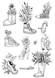 Tattoo flash chaussure fleurie MIGNON FLASHS Saumon-Cru Tarawa Cap d'Agde